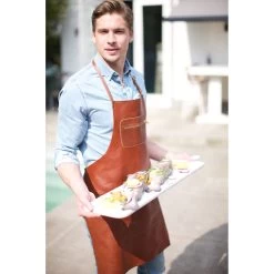 Dutchdeluxes Leather Zipper Apron In Classic Brown -Sous Chef Kitchenware 0008 dutch deluxes leather zipper apron classic brown lifestyle c1f863f5 1e0d 432b 9085 efaabc6d078b