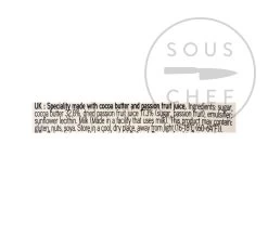 Valrhona Passion Fruit Inspiration - Couverture 250g 5 Valrhona Passion Fruit Inspiration - Couverture 250g -Sous Chef Kitchenware AA0126 ValrhonaPassionFruitCouverture250gnutrition