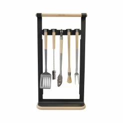 Andree Jardin Beech Wood BBQ Utensils + Magnetic Rack Set