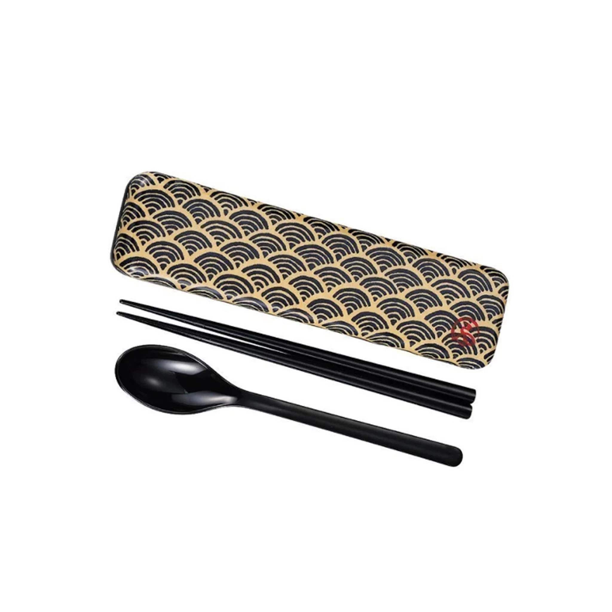 Wafu Cloth Wave Pattern Chopsticks And Spoon Set 1 Wafu Cloth Wave Pattern Chopsticks And Spoon Set