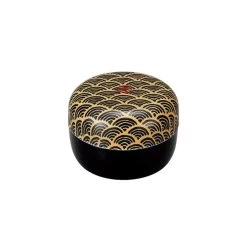 Black Wafu Cloth Patterned Tea Box, 150ml
