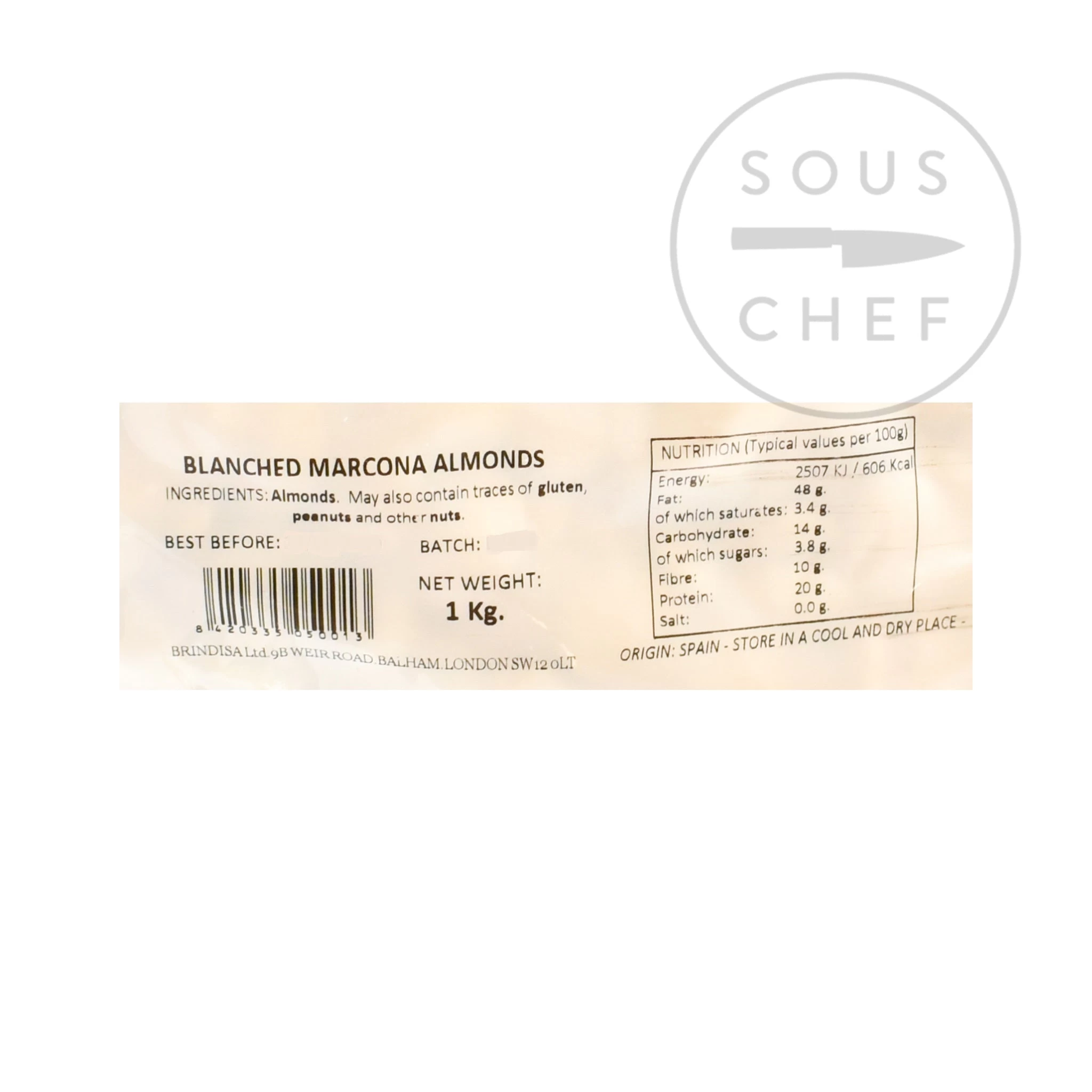 Blanched, Skinless Marcona Almonds 1kg 2 Blanched, Skinless Marcona Almonds 1kg - Image 2