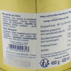 Fallot Dijon Mustard In Gift Metal Bucket 450g -Sous Chef Kitchenware BP0115FallotDijonMustardInGiftMetalBucket450gIngredientsNutritional