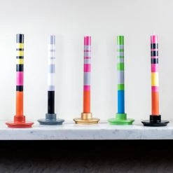 Set Of 6 Striped Dinner Candles - Multicolour -Sous Chef Kitchenware BX0001 StripedDinnerCandles Multicoloursetof6 LS