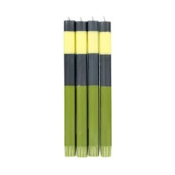Set Of 4 Striped Colourblock Dinner Candles