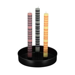 Metal Candle Platter Small Round In Black