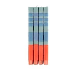 Set Of 4 Orange Mint Striped Candles