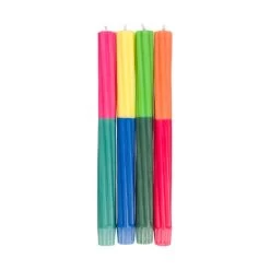 Set Of 4 Twisted Colour Block Candles, Bright Tones