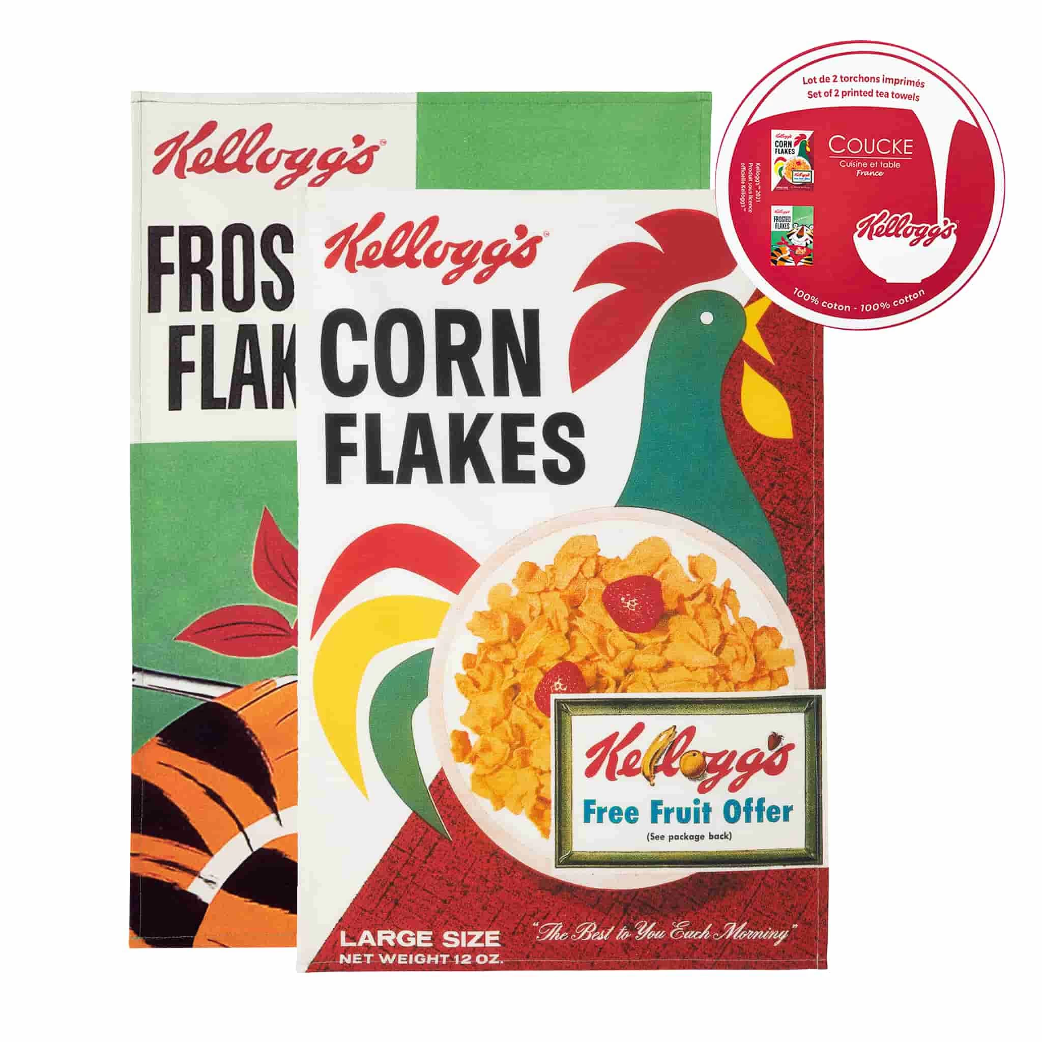 Kellogg's Original Corn Flakes & Frosted Flakes Tea Towels With Gift Box 1 Kellogg's Original Corn Flakes & Frosted Flakes Tea Towels With Gift Box