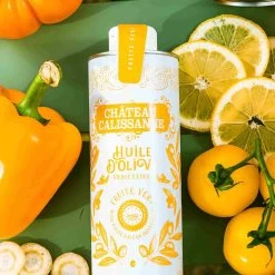 Chateau Calissanne Green Fruity Extra Virgin Olive Oil In Yellow Tin, 500ml -Sous Chef Kitchenware CY0005ChateauCalissanneGreenFruityExtraVirginOliveOilinYellowTinLife