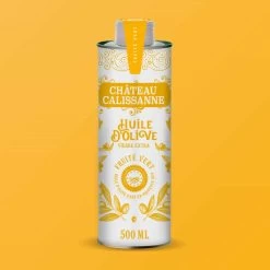 Chateau Calissanne Green Fruity Extra Virgin Olive Oil In Yellow Tin, 500ml -Sous Chef Kitchenware CY0005ChateauCalissanneGreenFruityExtraVirginOliveOilinYellowTinLife2