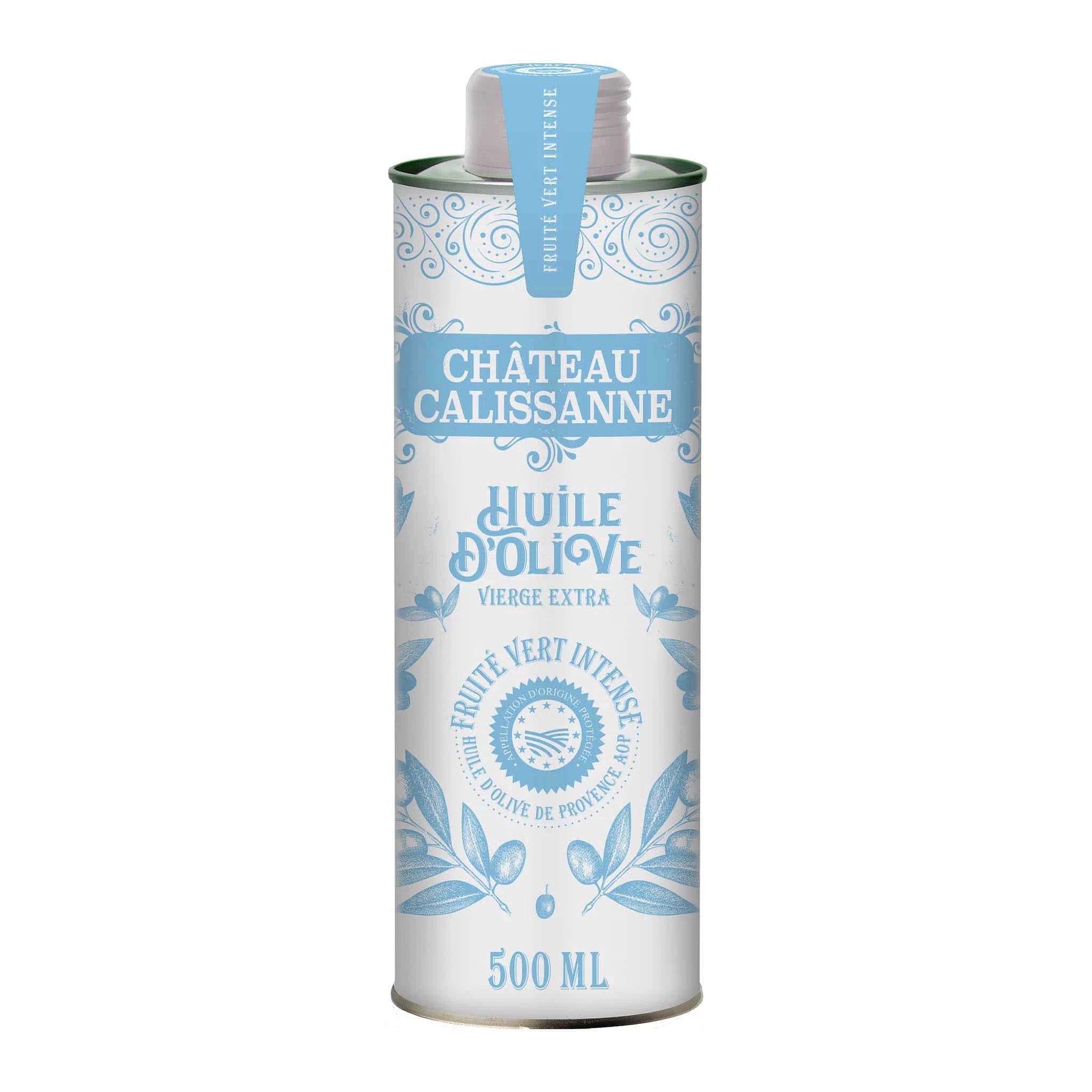 Chateau Calissanne Green Fruity Extra Virgin Olive Oil In Blue Tin, 500ml 1 Chateau Calissanne Green Fruity Extra Virgin Olive Oil In Blue Tin, 500ml