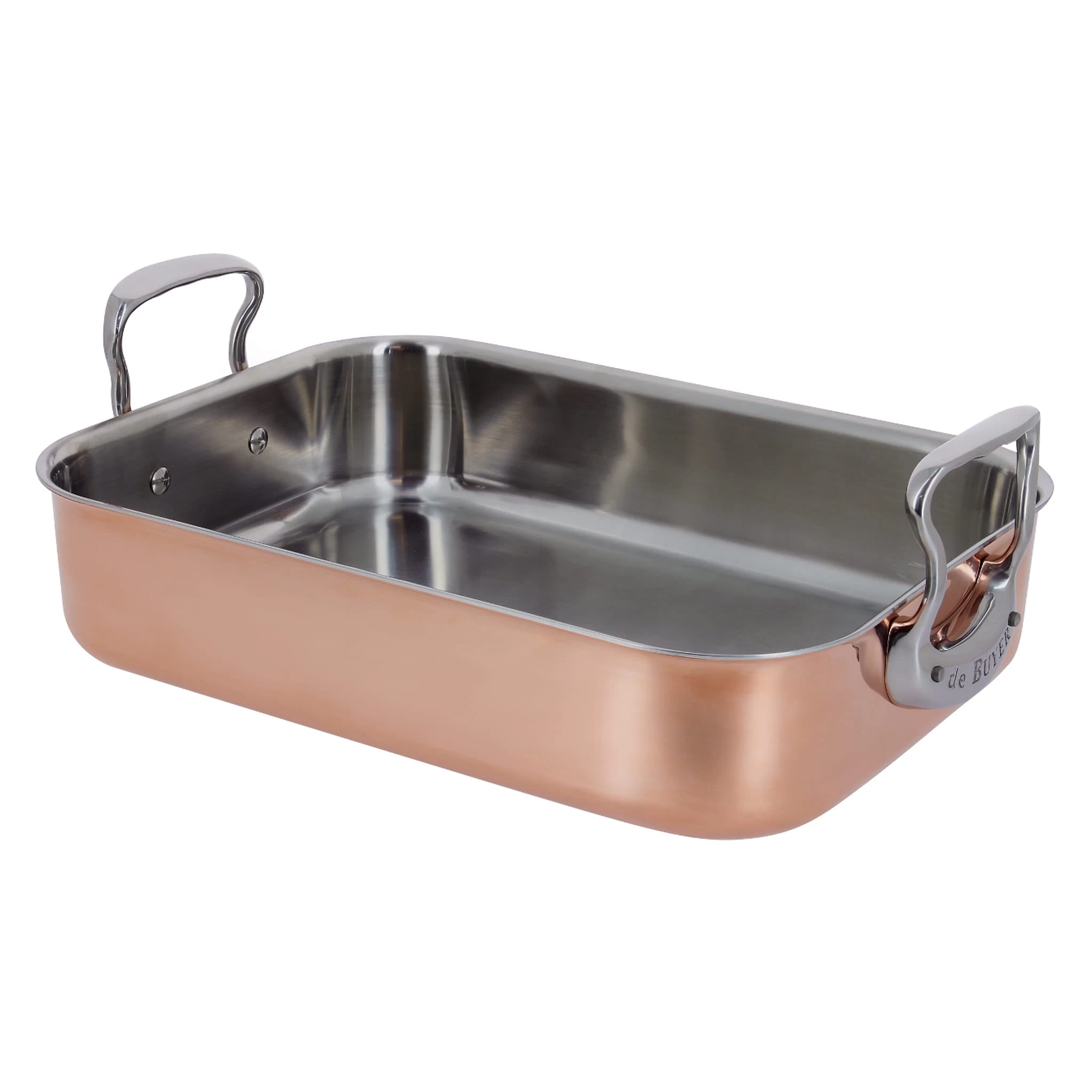 De Buyer Copper & Stainless Steel Roasting Tin 35cm X 25cm 1 De Buyer Copper & Stainless Steel Roasting Tin 35cm X 25cm