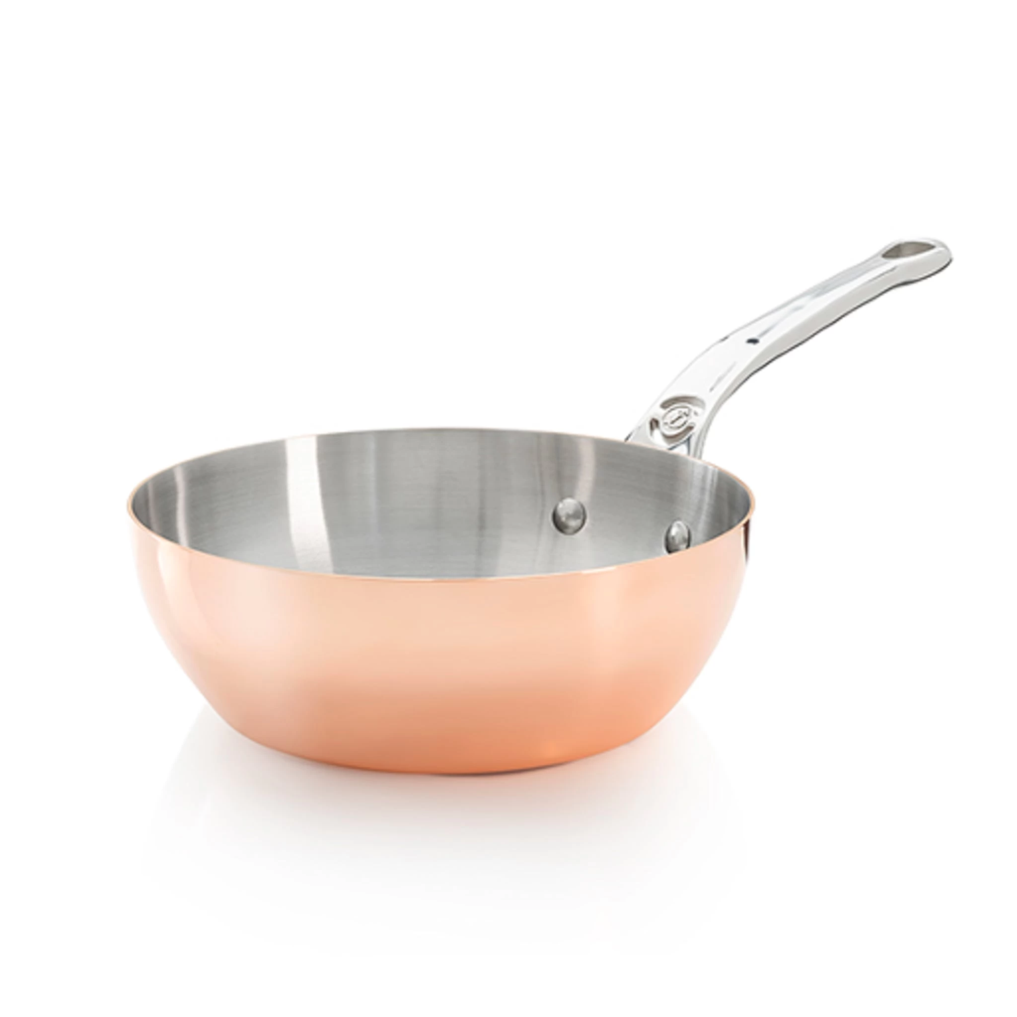 De Buyer Inocuivre Conical Copper Saute Pan With Stainless Steel Handle 20cm 1 De Buyer Inocuivre Conical Copper Saute Pan With Stainless Steel Handle 20cm