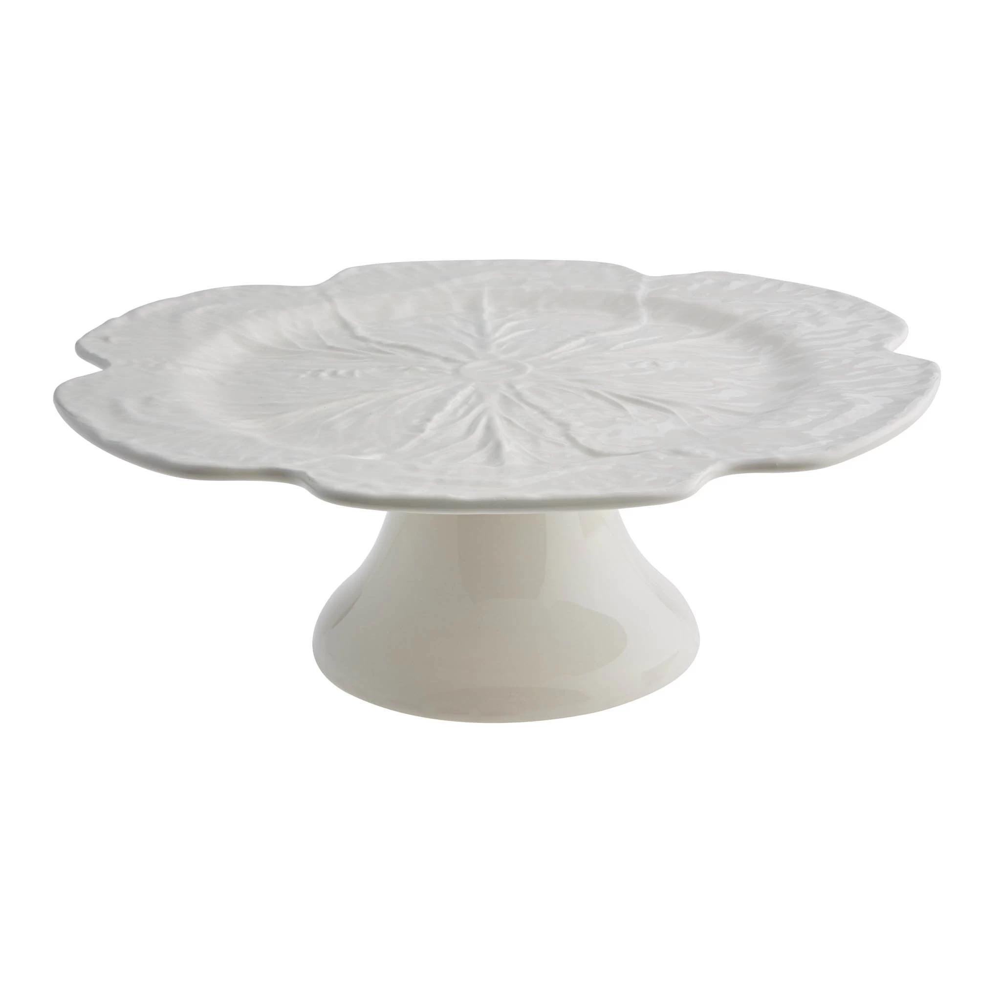 Bordallo Pinheiro White Cabbage Cake Stand 31cm 1 Bordallo Pinheiro White Cabbage Cake Stand 31cm