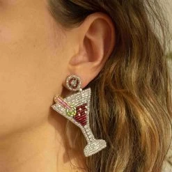 Beaded Martini Earrings -Sous Chef Kitchenware DJ0002 mydorisearrings 1