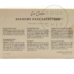 La Cuna Savoury Pate Selection, 6x25g 5 La Cuna Savoury Pate Selection, 6x25g -Sous Chef Kitchenware DL0168LaCunaSavouryPateSelection 6x25gIngredients