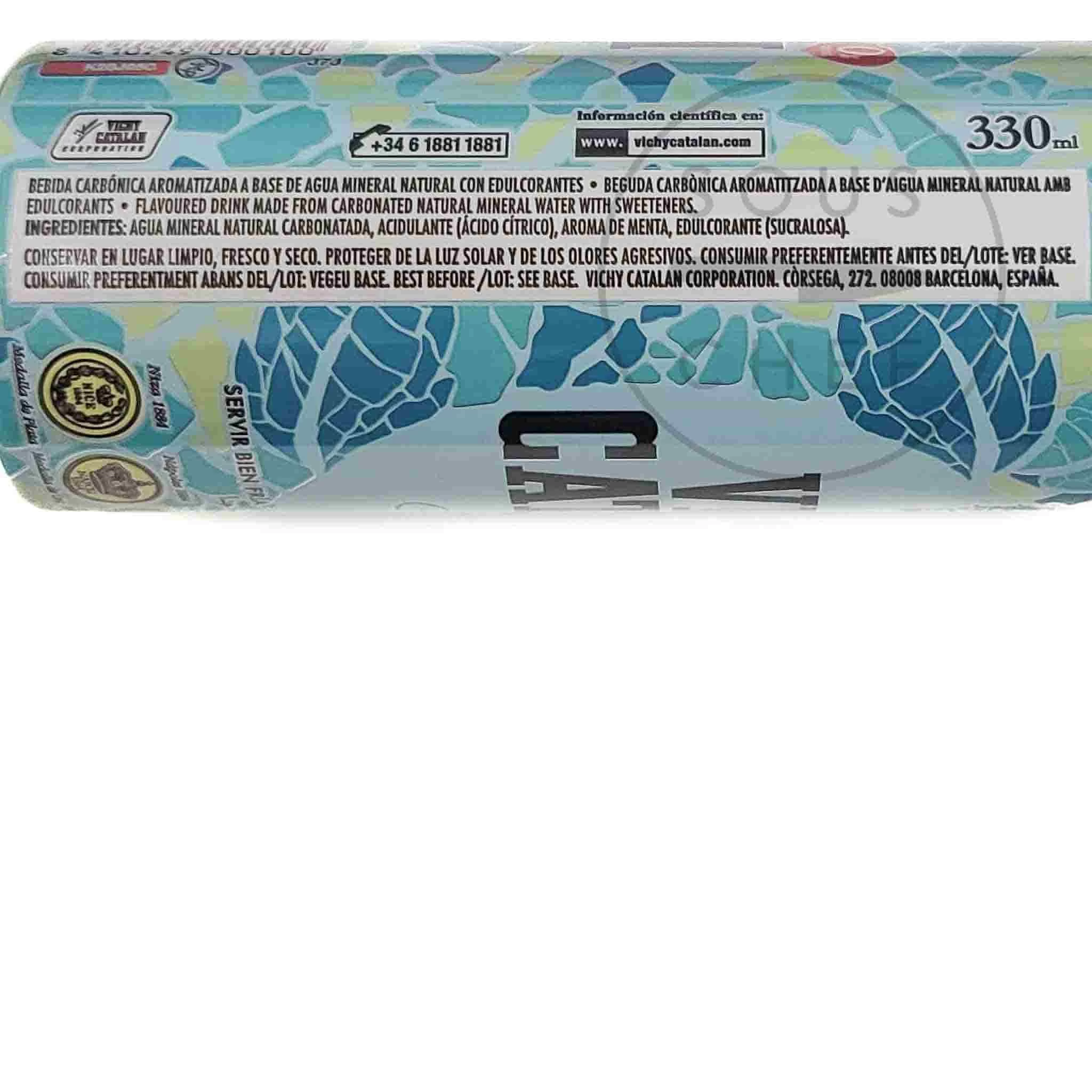 6x Vichy Catalan Sparkling Mint Mineral Water, 330ml 3 6x Vichy Catalan Sparkling Mint Mineral Water, 330ml - Image 3