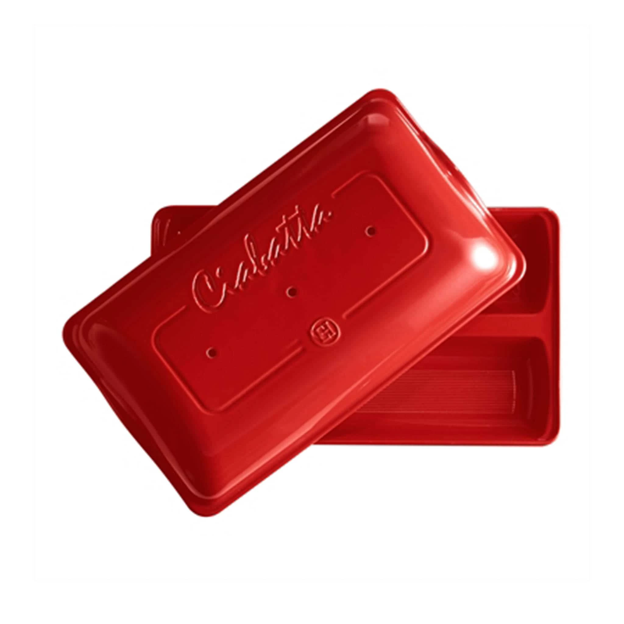 Emile Henry Emile Red Henry Ciabatta Baker, 2 Ciabattas 2 Emile Henry Emile Red Henry Ciabatta Baker, 2 Ciabattas - Image 2