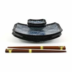 Blue Wave Sushi Serving Set -Sous Chef Kitchenware EM0038 BlueWaveSushiServingSet stacked