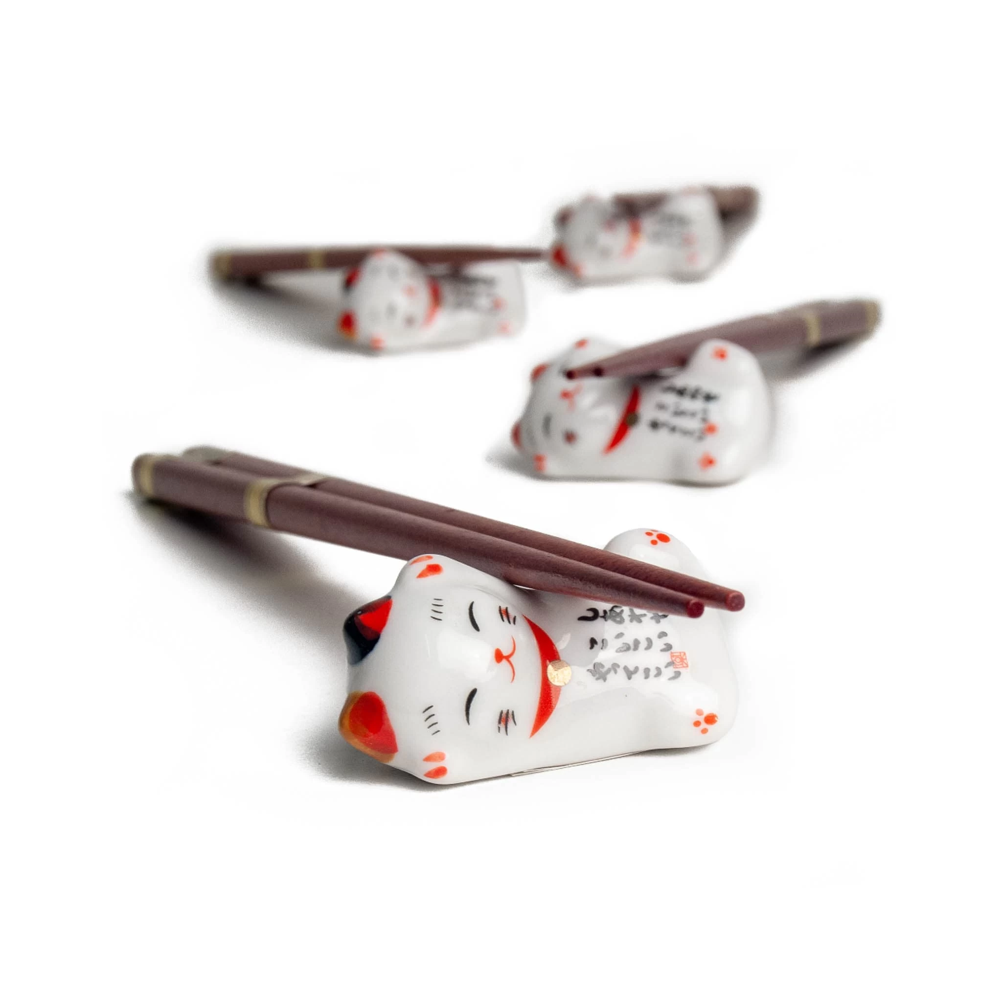 Lucky Cats Chopstick & Rest Set, 4 Pairs 2 Lucky Cats Chopstick & Rest Set, 4 Pairs - Image 2