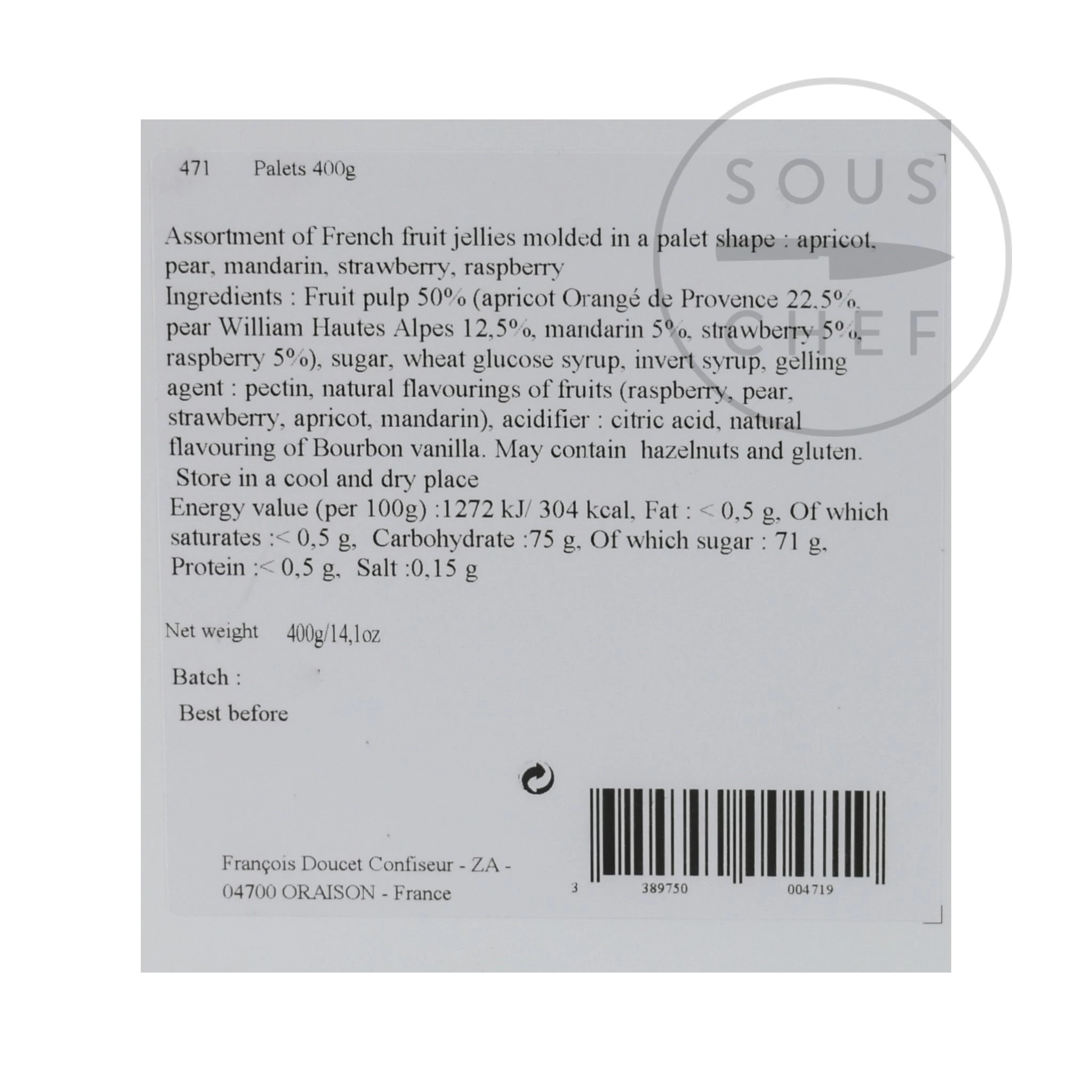 Francois Doucet Fruit Jellies, 400g 2 Francois Doucet Fruit Jellies, 400g - Image 2