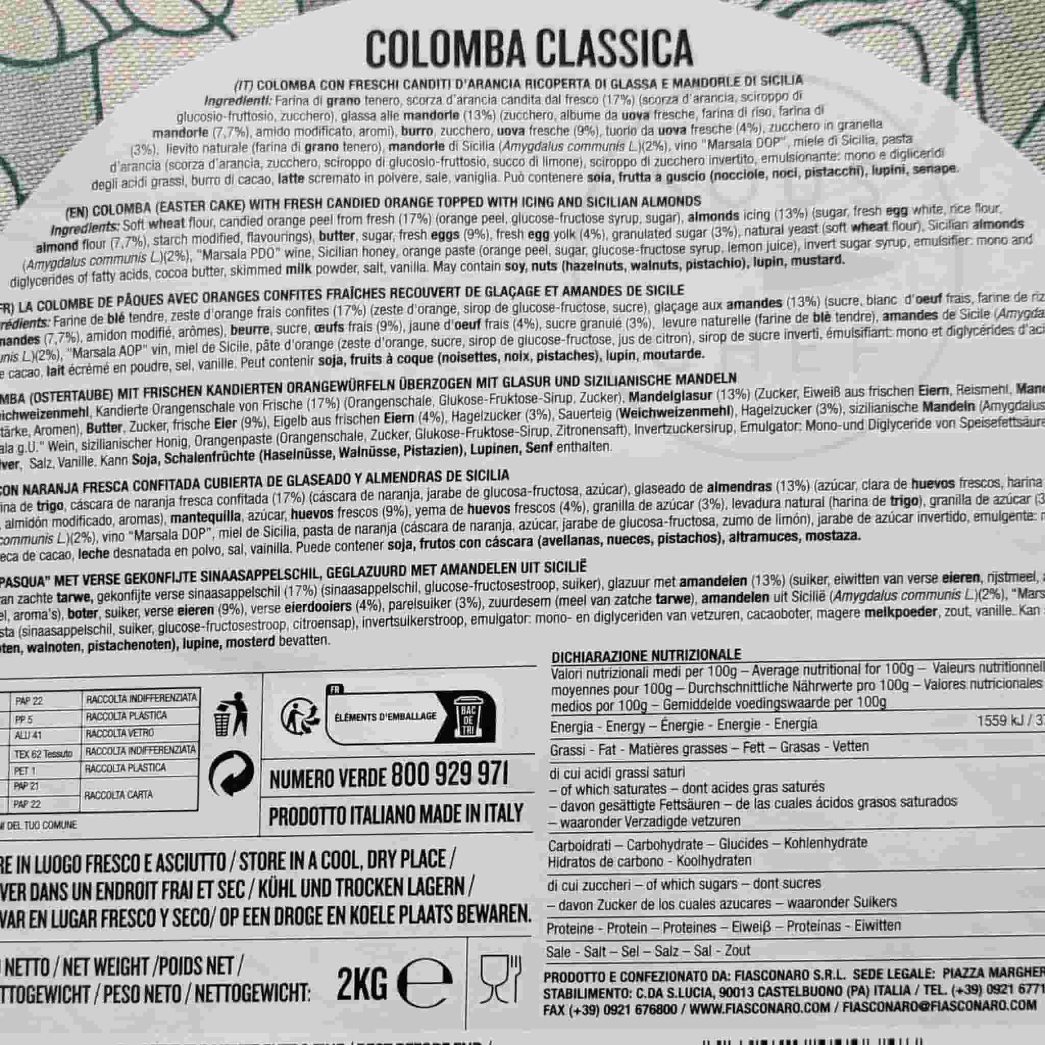 Fiasconaro Classic Colomba, 2kg 2 Fiasconaro Classic Colomba, 2kg - Image 2