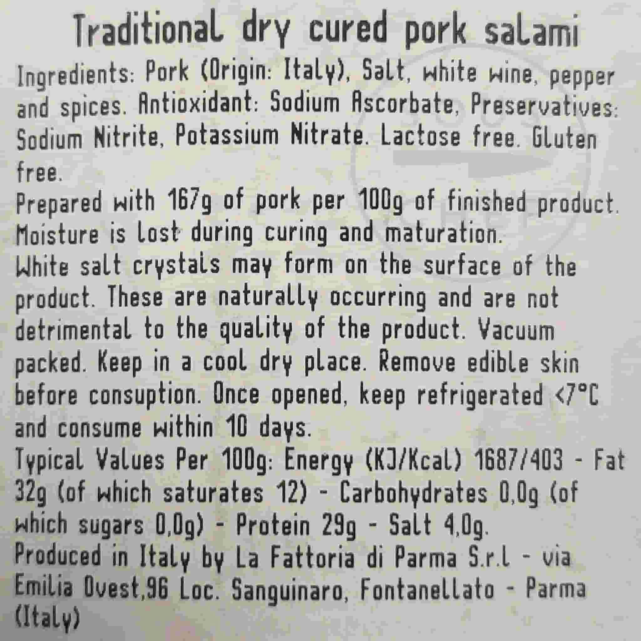 Short Dated La Fattoria Di Parma Traditional Fioretto Salami, 340g 3 Short Dated La Fattoria Di Parma Traditional Fioretto Salami, 340g - Image 3