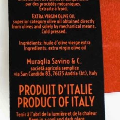 Frantoio Muraglia Intense Fruity Extra Virgin Olive Oil In Rooster Terracotta Bottle 500ml -Sous Chef Kitchenware FR0029IntenseFruityExtraVirginOliveOilinRoosterTerracottaBottle500mlIngredients