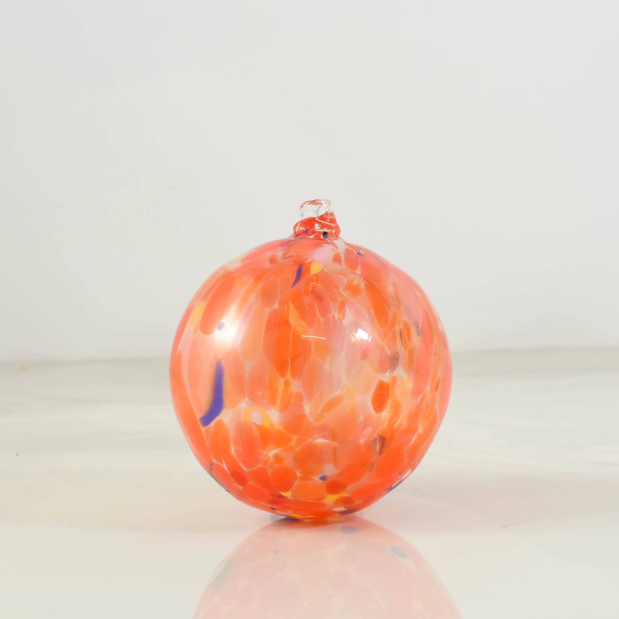 Murano Glass Decorative Sphere Ornament, Orange 1 Murano Glass Decorative Sphere Ornament, Orange