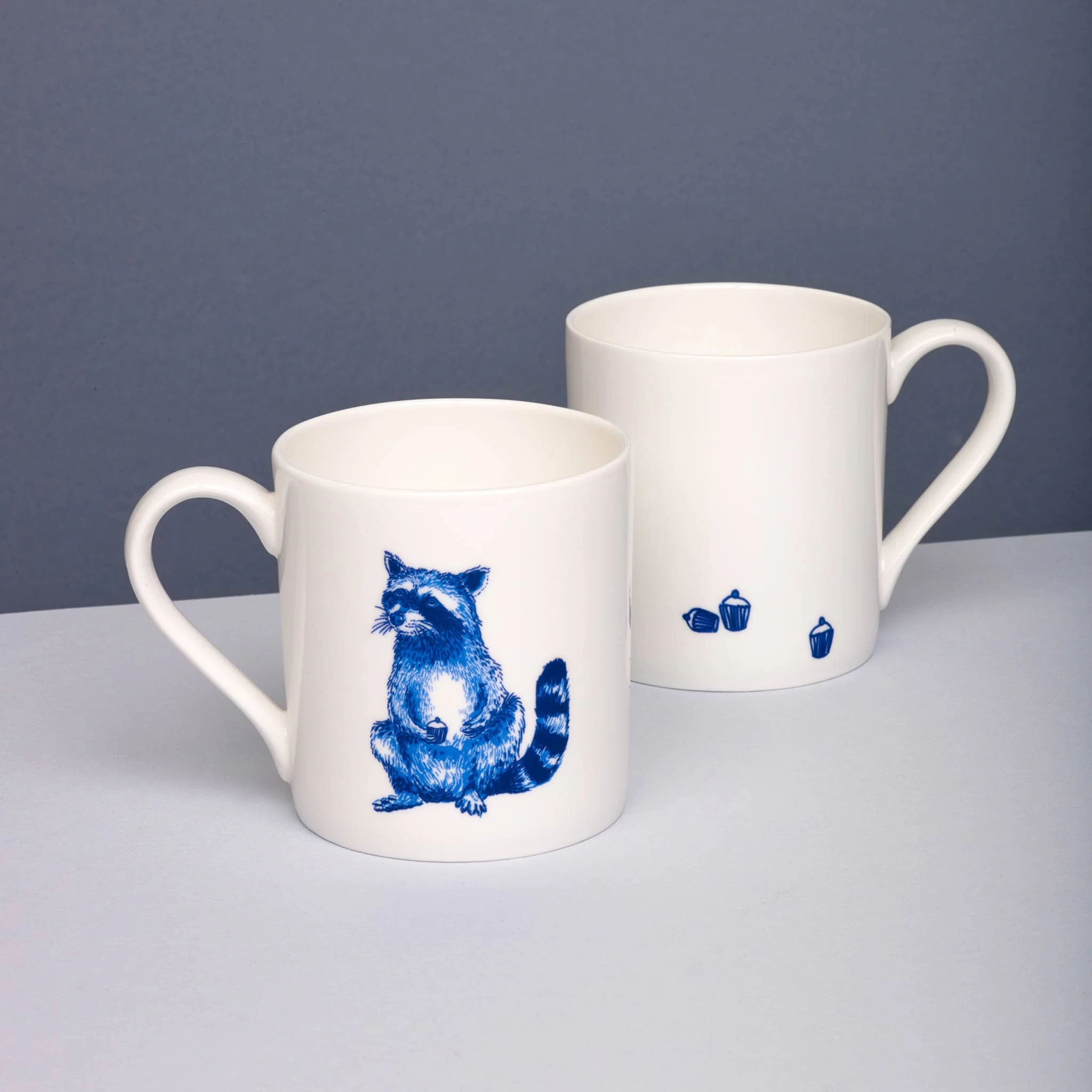 Blue Raccoon With Cupcakes Mug, 300ml 2 Blue Raccoon With Cupcakes Mug, 300ml - Image 2