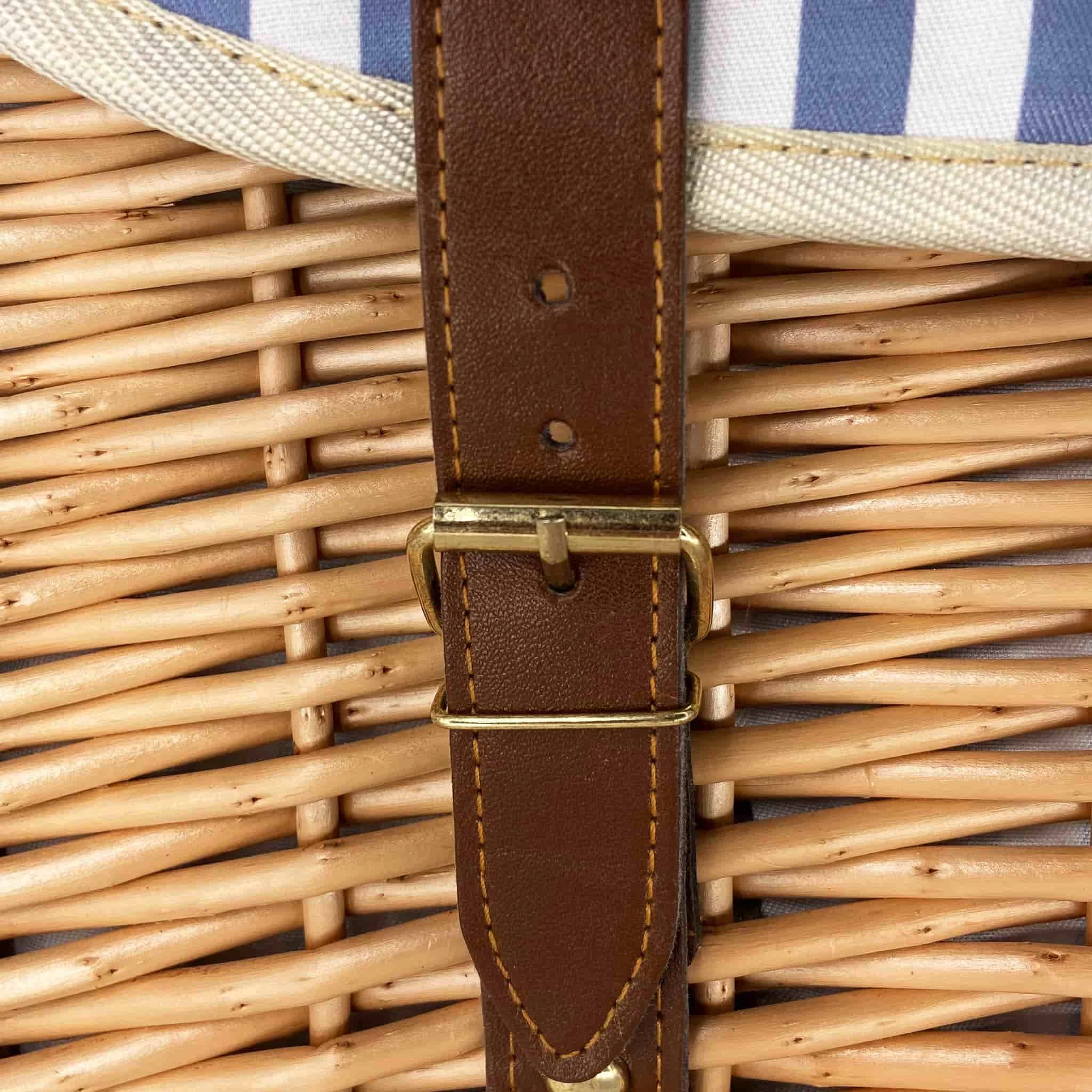 Saint-Malo Blue Striped Picnic Basket With Table, 4 Person 6 Saint-Malo Blue Striped Picnic Basket With Table, 4 Person - Image 6