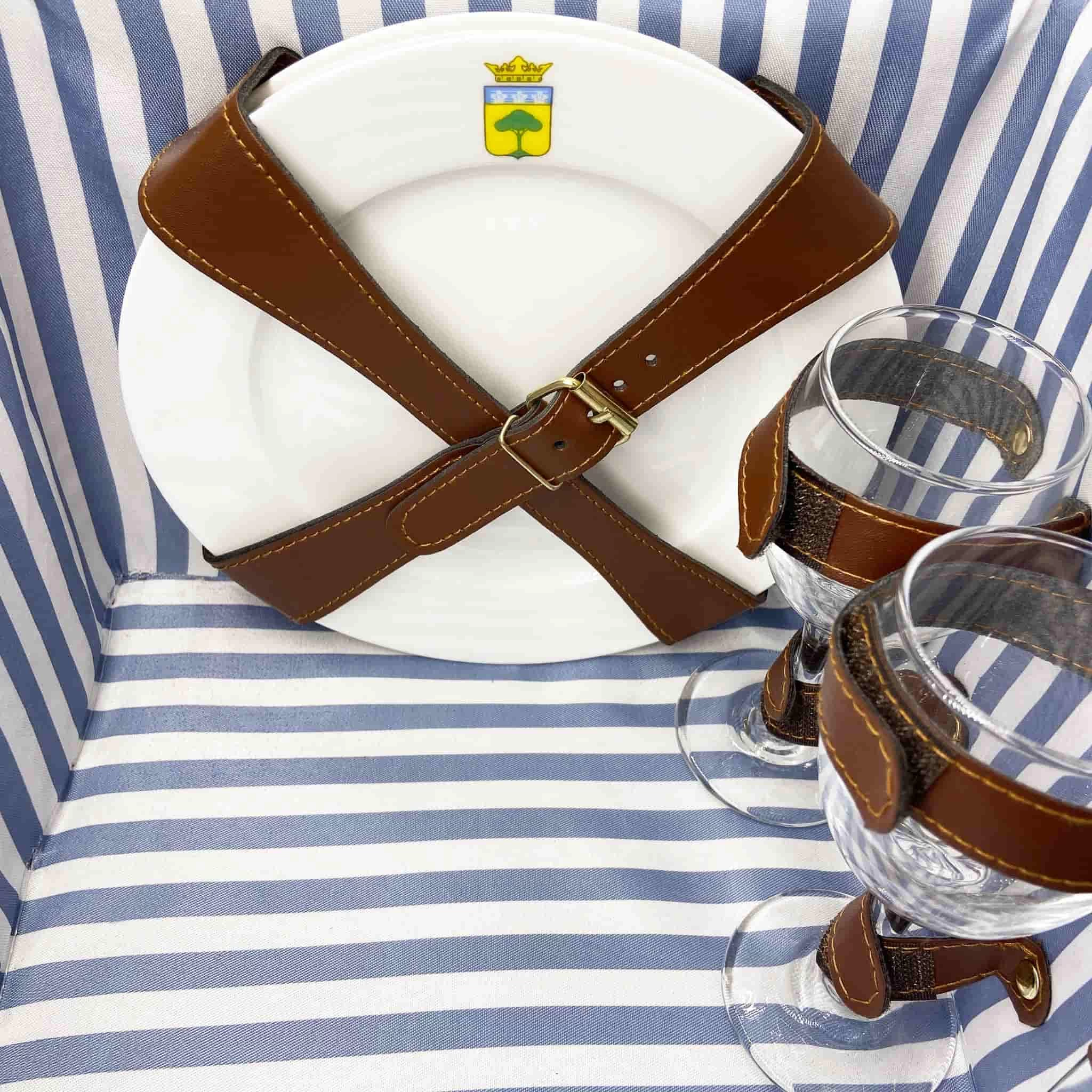 Saint-Malo Blue Striped Picnic Basket With Table, 4 Person 7 Saint-Malo Blue Striped Picnic Basket With Table, 4 Person - Image 7