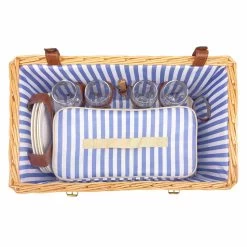 Saint-Malo Blue Striped Picnic Basket With Table, 4 Person 11 Saint-Malo Blue Striped Picnic Basket With Table, 4 Person -Sous Chef Kitchenware JD0014Saint MaloBlueStripedPicnicBasketwithTable 4Person5