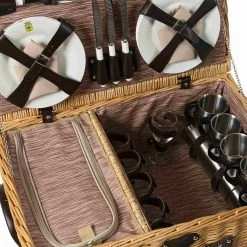 Louvre Natural Picnic Basket, 6 Person 7 Louvre Natural Picnic Basket, 6 Person -Sous Chef Kitchenware JD0016LouvreNaturalPicnicBasket 6Person2