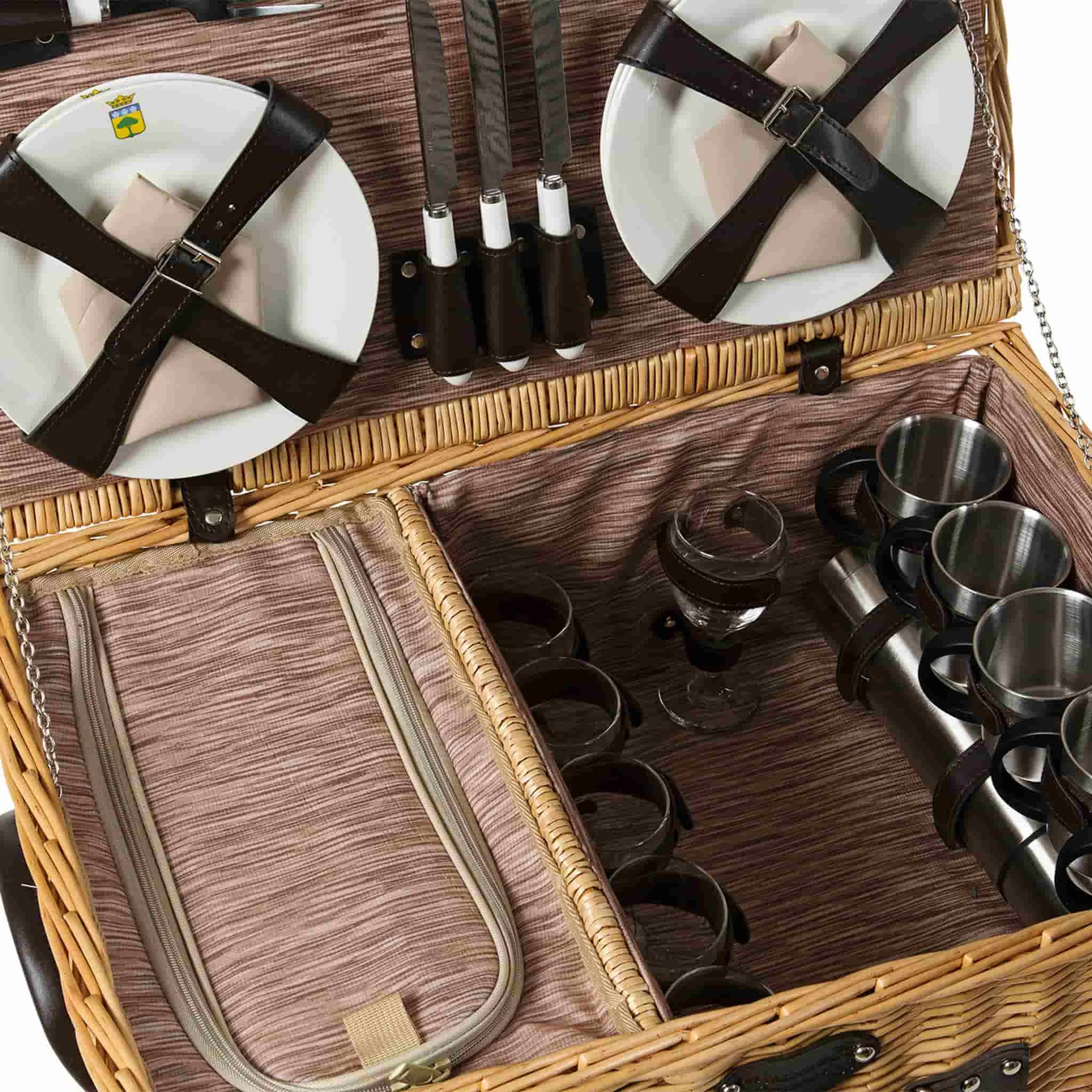 Louvre Natural Picnic Basket, 6 Person 4 Louvre Natural Picnic Basket, 6 Person - Image 4