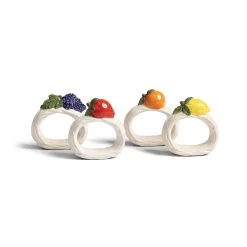 Set Of 4 Ceramic Fruit Napkin Holders