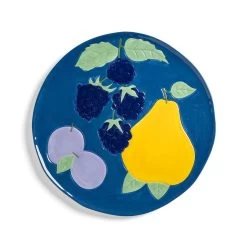 Blue Fruit Ceramic Platter, 26.5cm