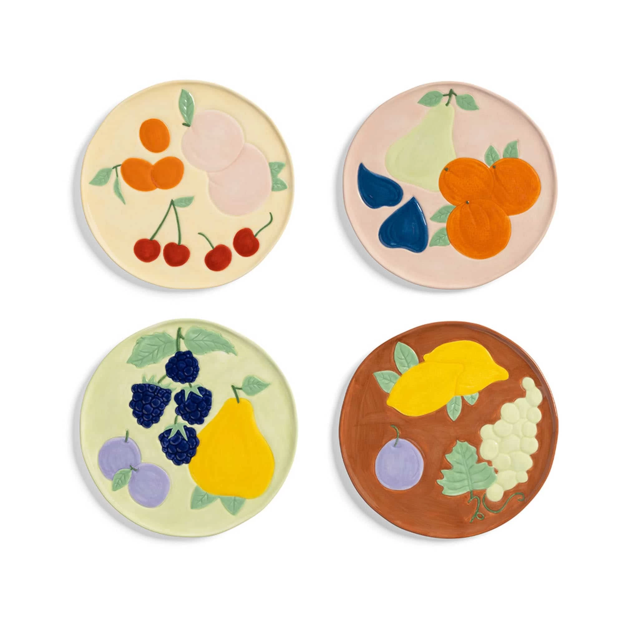 Set Of 4 Assorted Fruit Side Plates, 16cm 1 Set Of 4 Assorted Fruit Side Plates, 16cm