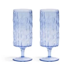 Set Of 2 Blue Stemmed Glasses