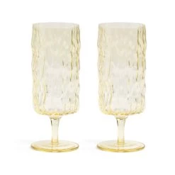 Set Of 2 Yellow Stemmed Glasses