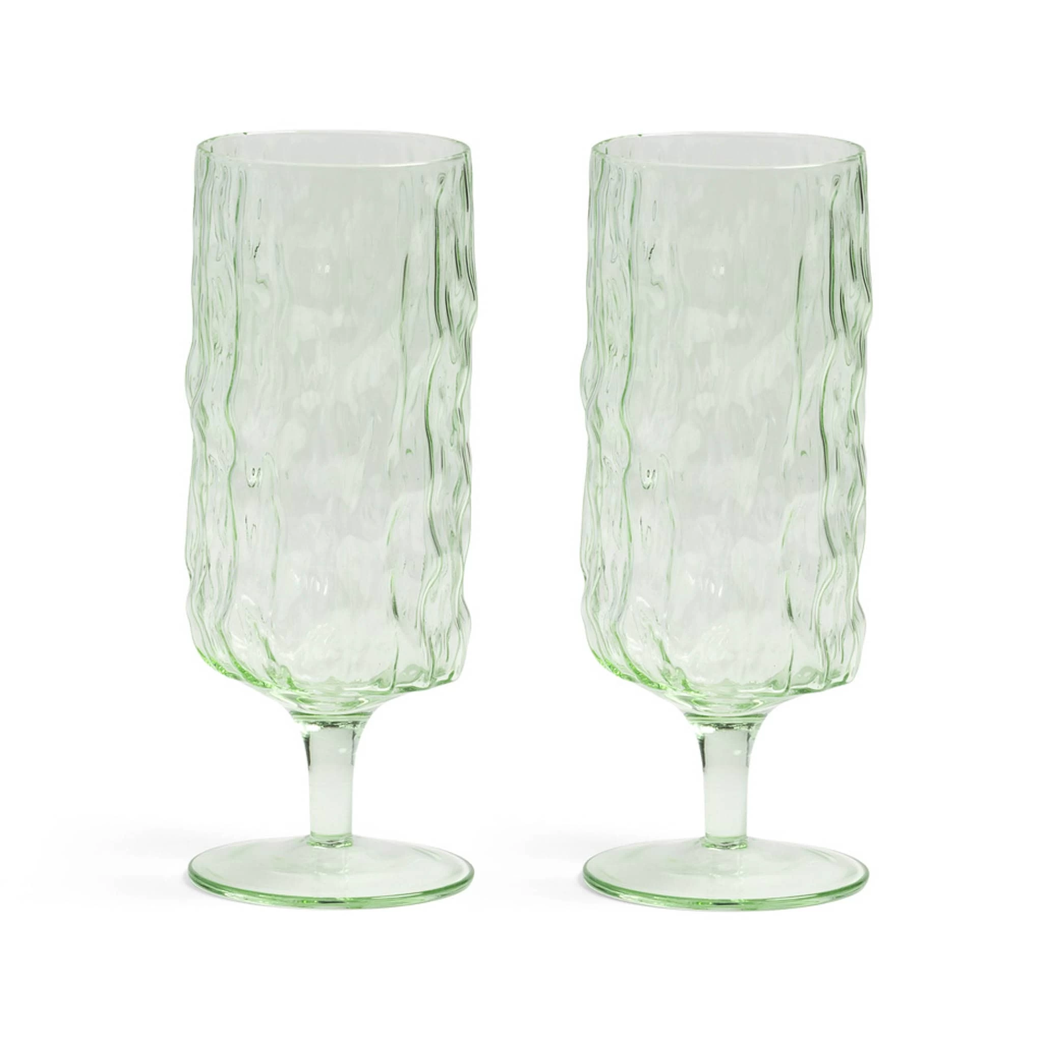 Set Of 2 Green Stemmed Glasses 1 Set Of 2 Green Stemmed Glasses