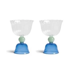 Set Of 2 Blue Tulip Coupe Glasses