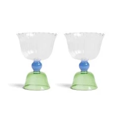 Set Of 2 Green Tulip Coupe Glasses