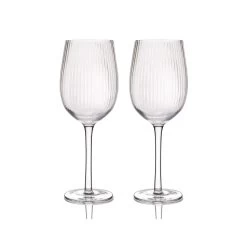 Set Of 2 Ribbed Wine Glasses 450ml