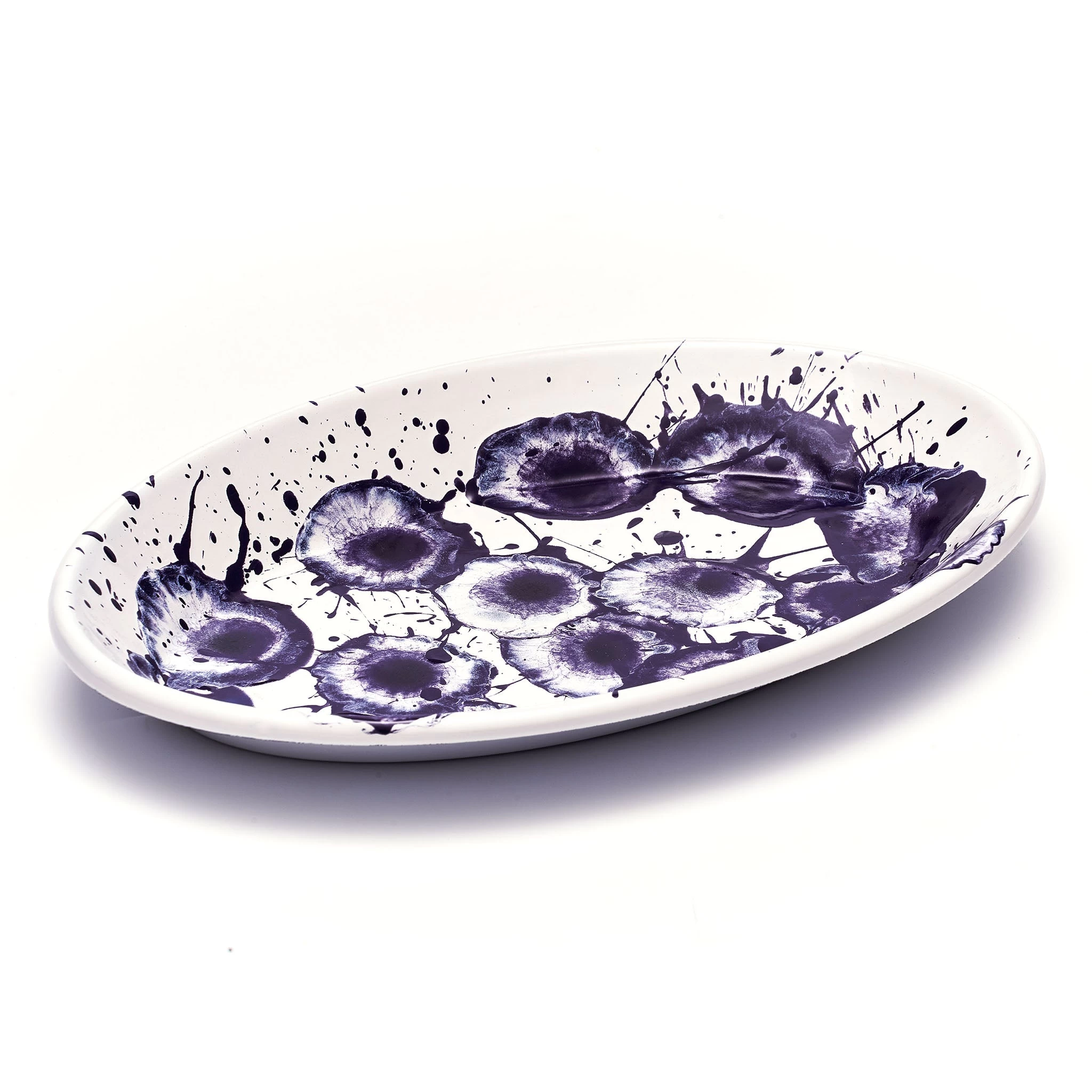 Splatter Madness Enamel Oval Serving Plate, Purple, 31cm 2 Splatter Madness Enamel Oval Serving Plate, Purple, 31cm - Image 2
