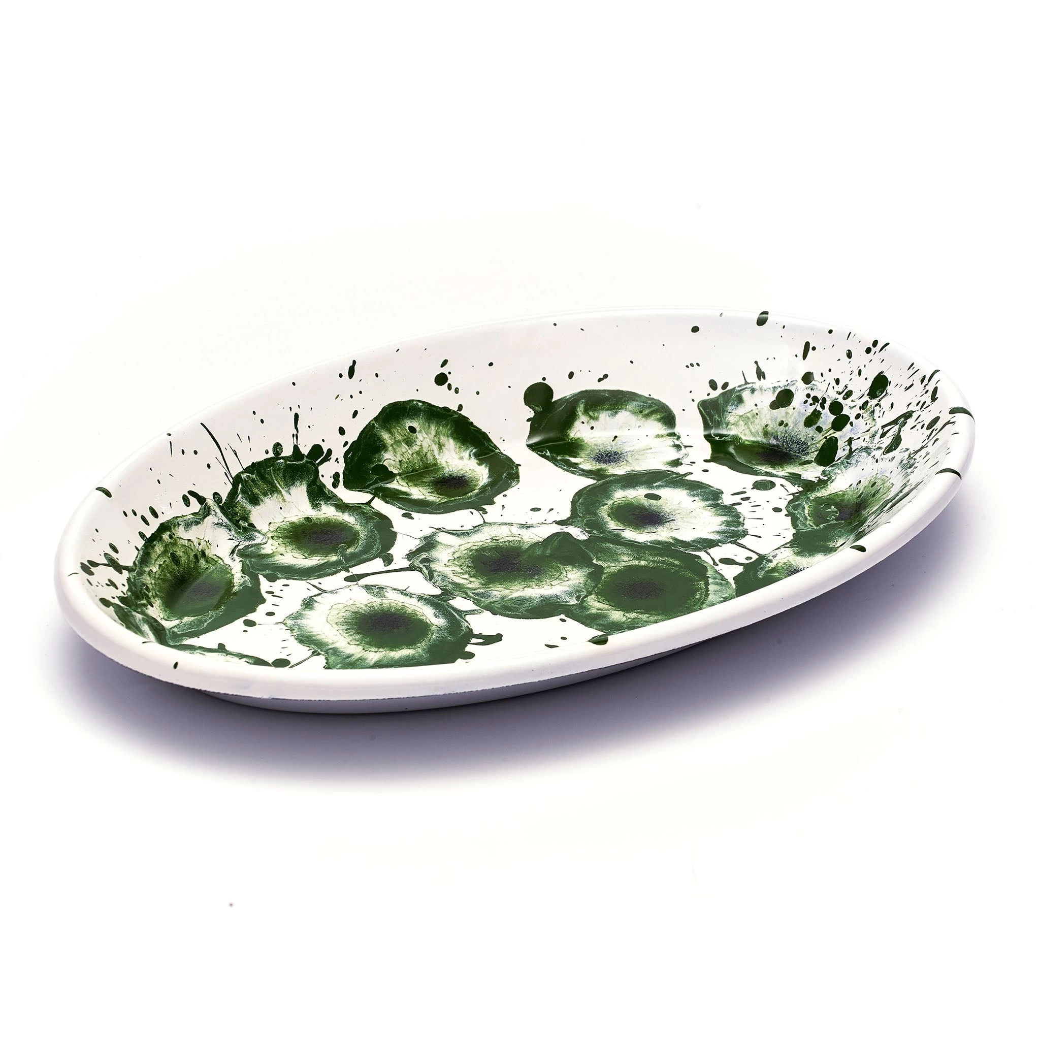Splatter Madness Enamel Oval Serving Plate, Green, 31cm 2 Splatter Madness Enamel Oval Serving Plate, Green, 31cm - Image 2