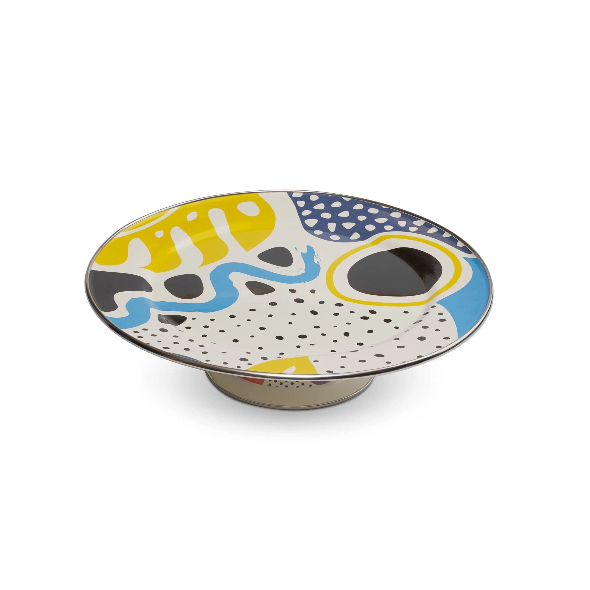 Abstract Enamel Cake Stand, 30cm Dia 1 Abstract Enamel Cake Stand, 30cm Dia