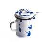 Paintstroke Enamel Teapot Blue & White, 11cm Dia