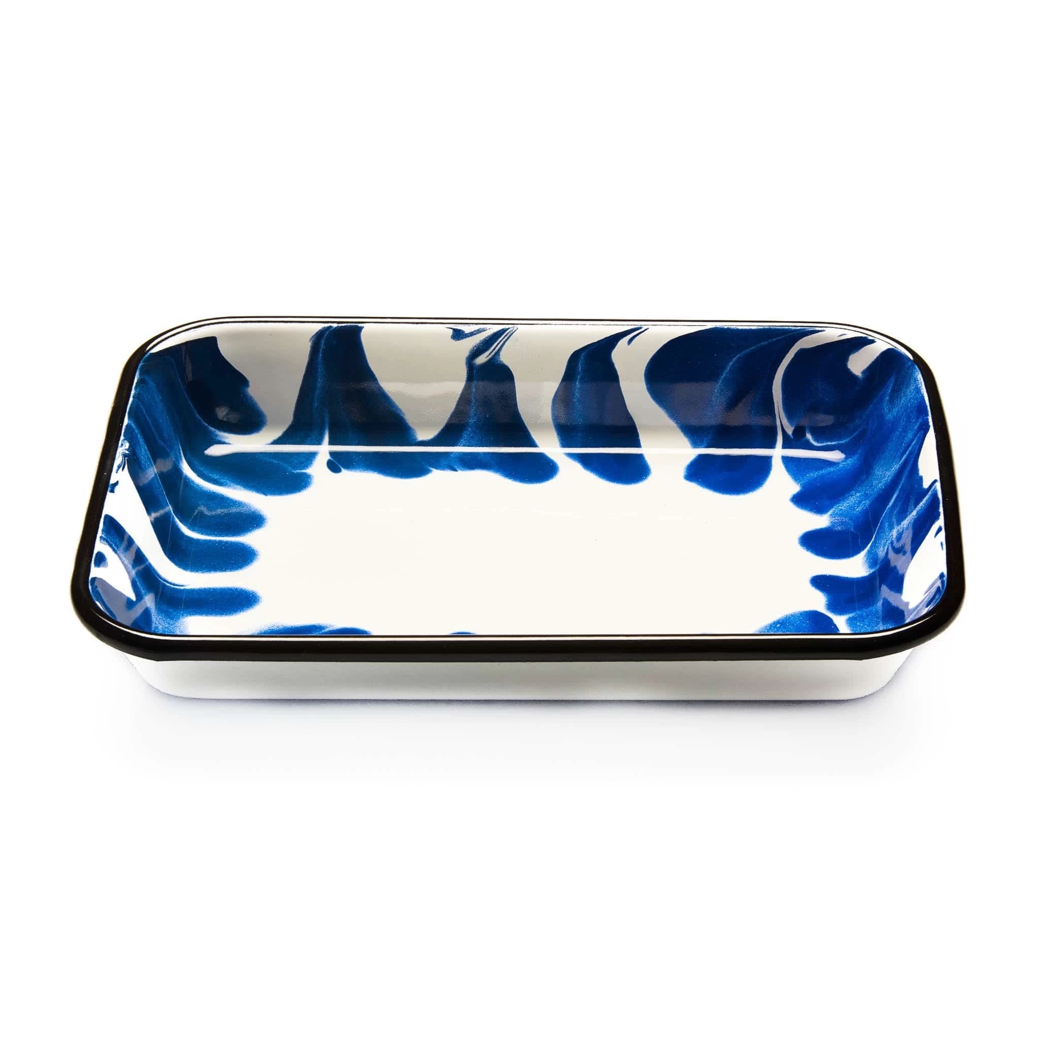 Paintstroke Enamel Roasting & Serving Dish Blue & White 1 Paintstroke Enamel Roasting & Serving Dish Blue & White